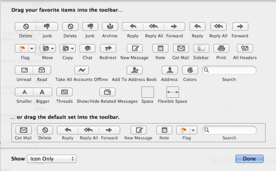 Mail Toolbar Options